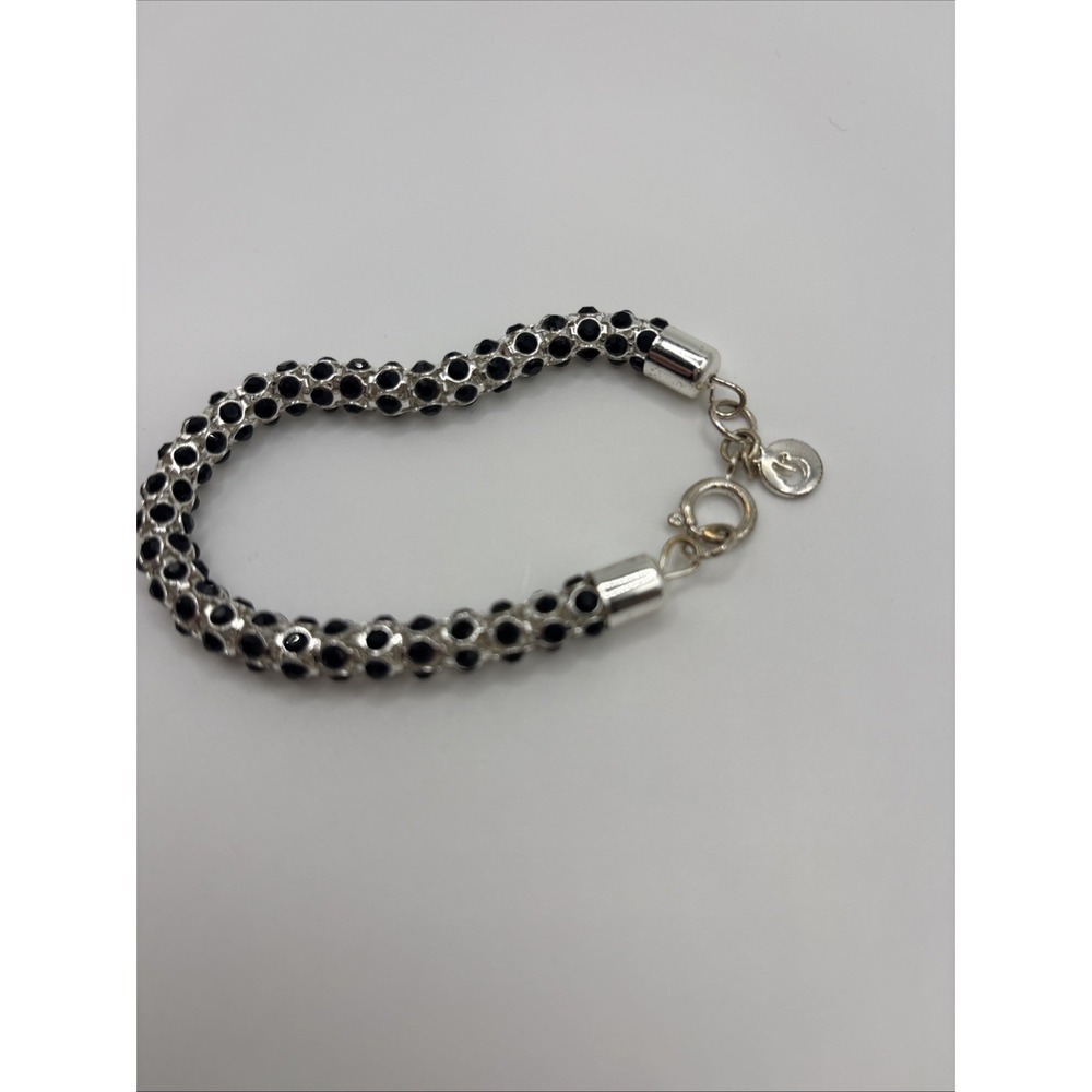 Swarovski Black Crystal Stone Silver Toned Bracelet - Picture 3 of 5